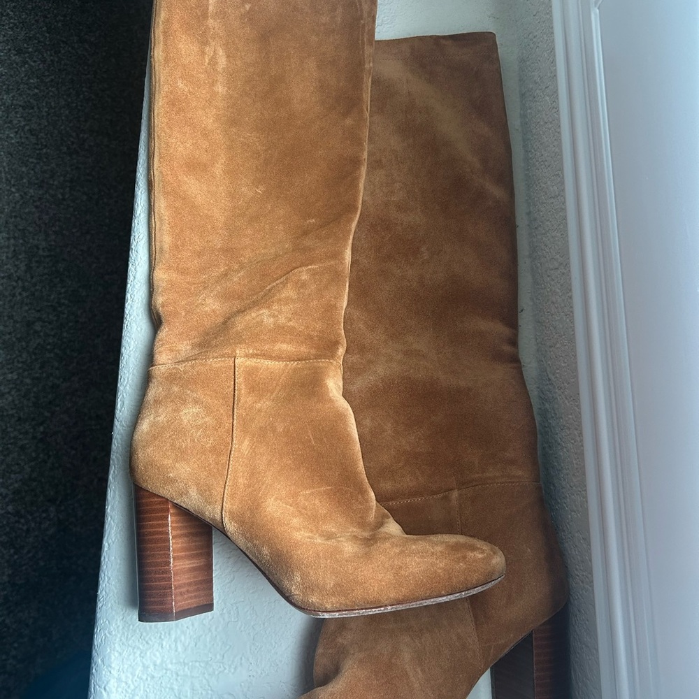 Vince Tan Brown Bexley Suede Heeled Boots